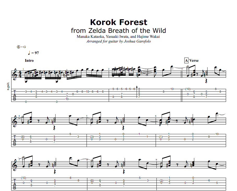 Zelda: Breath of the Wild - Korok Forest (Guitar Tabs) — Josh